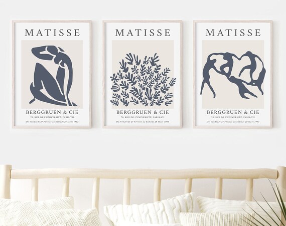 Matisse Print Set Matisse Exhibition Poster Indigo Blue Wall Art Matisse Woman Print Abstract Art Print The Dance Poster