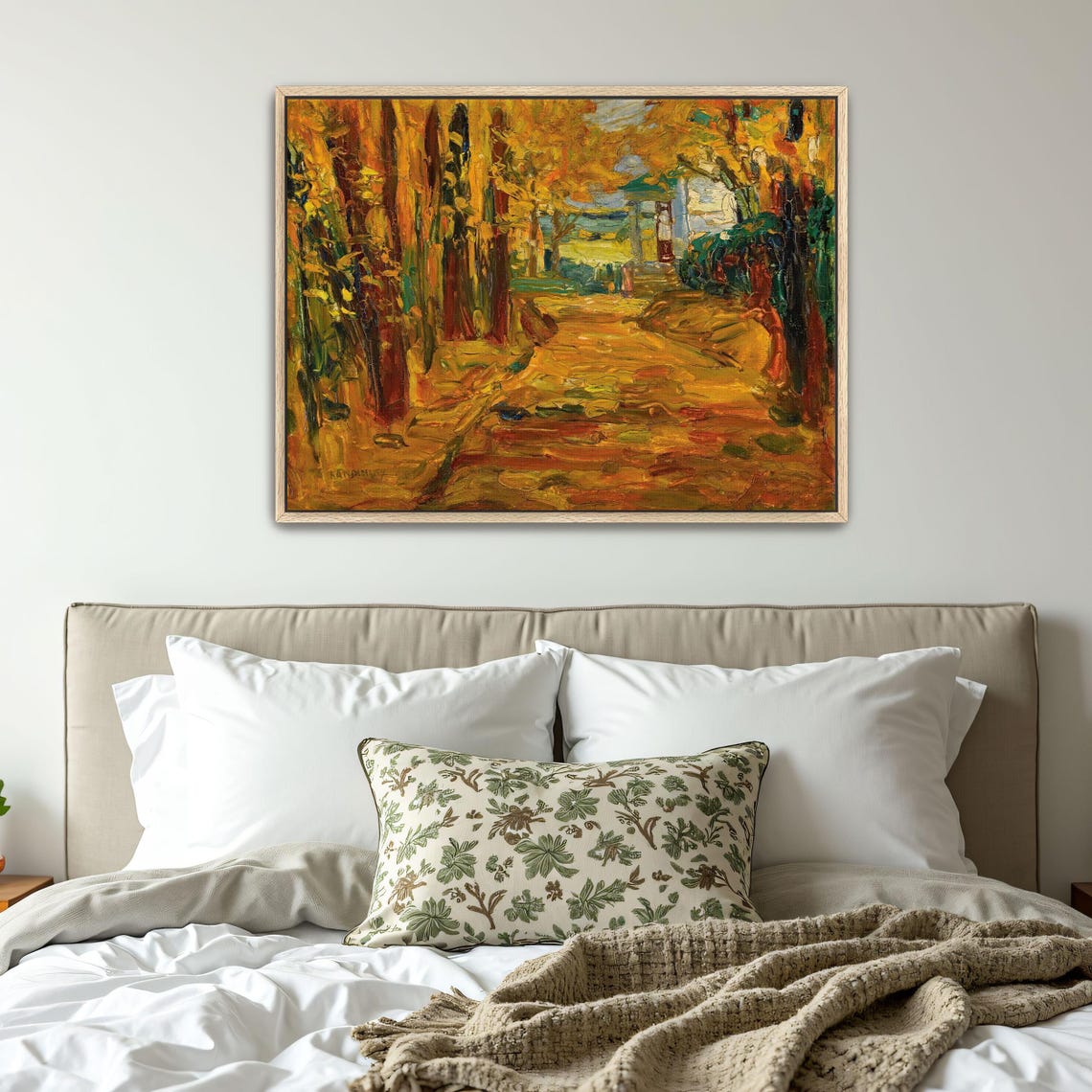 Fiery Autumn Forest Path Leading To A Distant Country House Poster - Image 4