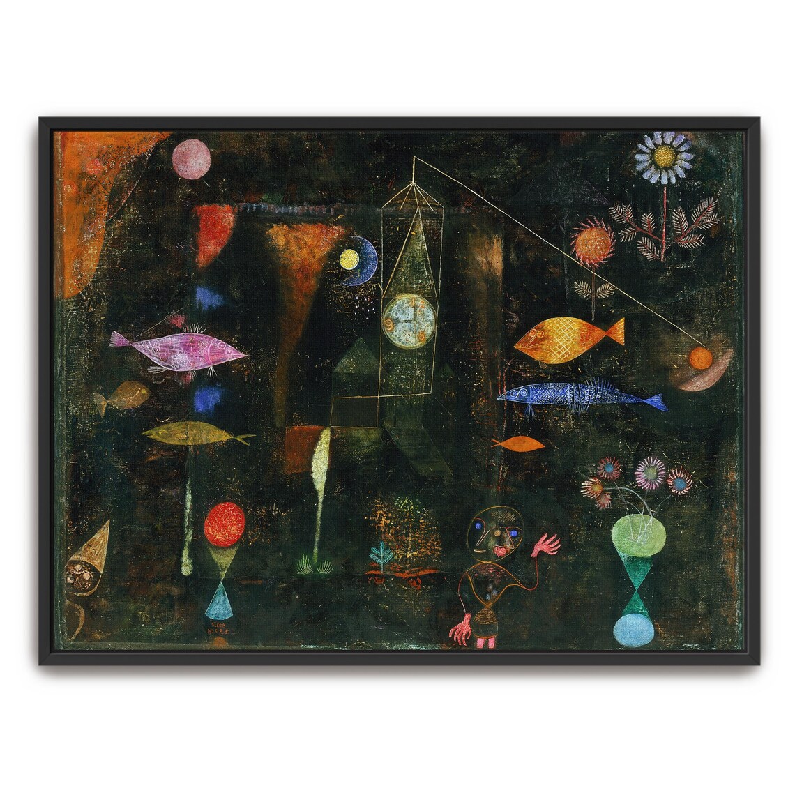 Paul Klee Surreal Night Painting Of Colorful Fish And Flowers Print