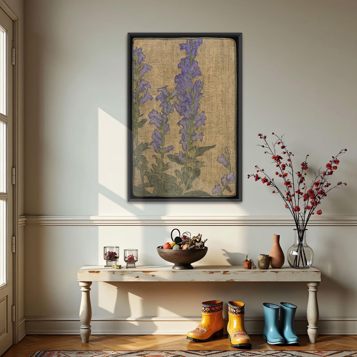 Purple Wildflowers Art Nouveau Botanical Illustration Poster - Image 3