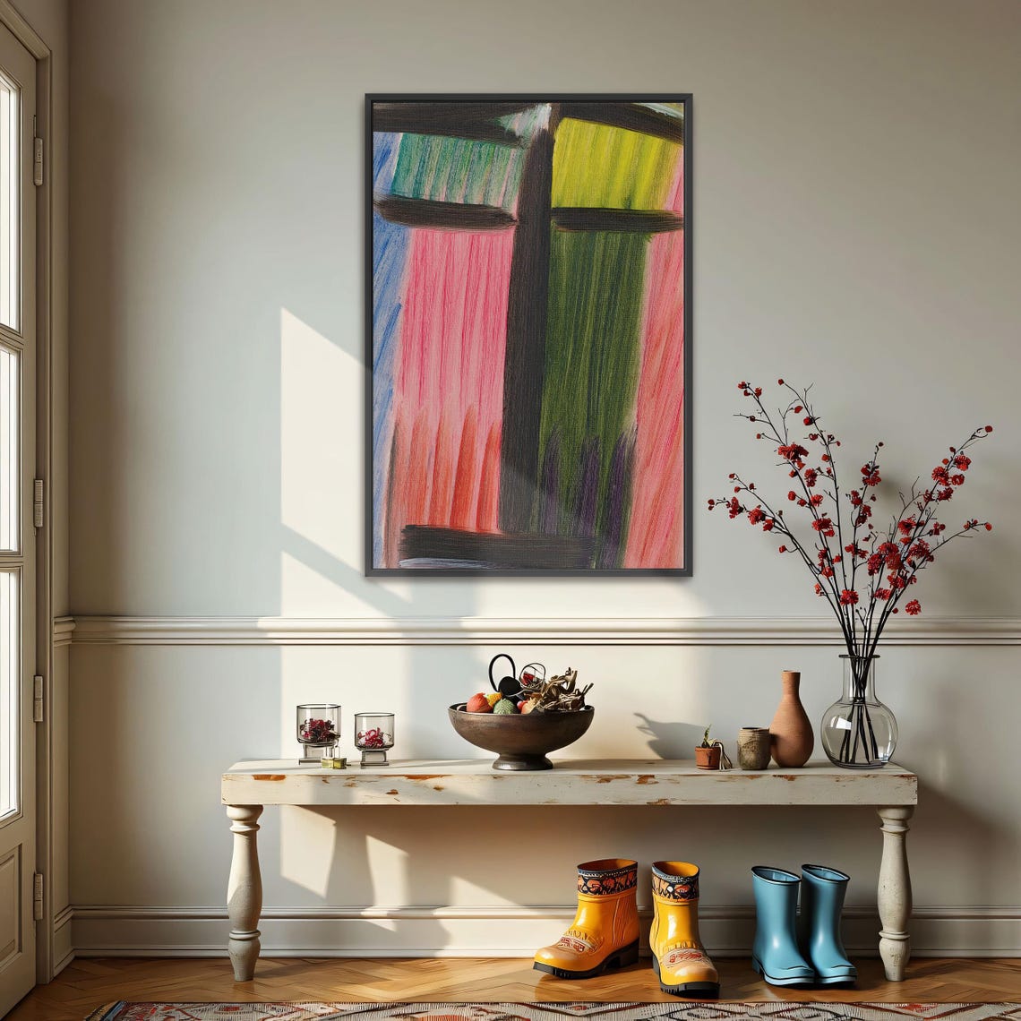 Abstract Geometric Portrait With Color Block Segments Modern Poster - Image 3