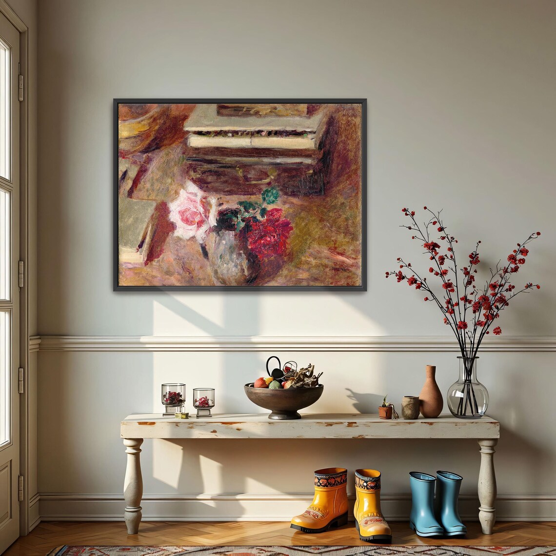Roses Still Life with Piano Keyboard Impressionist Art Poster - Image 4