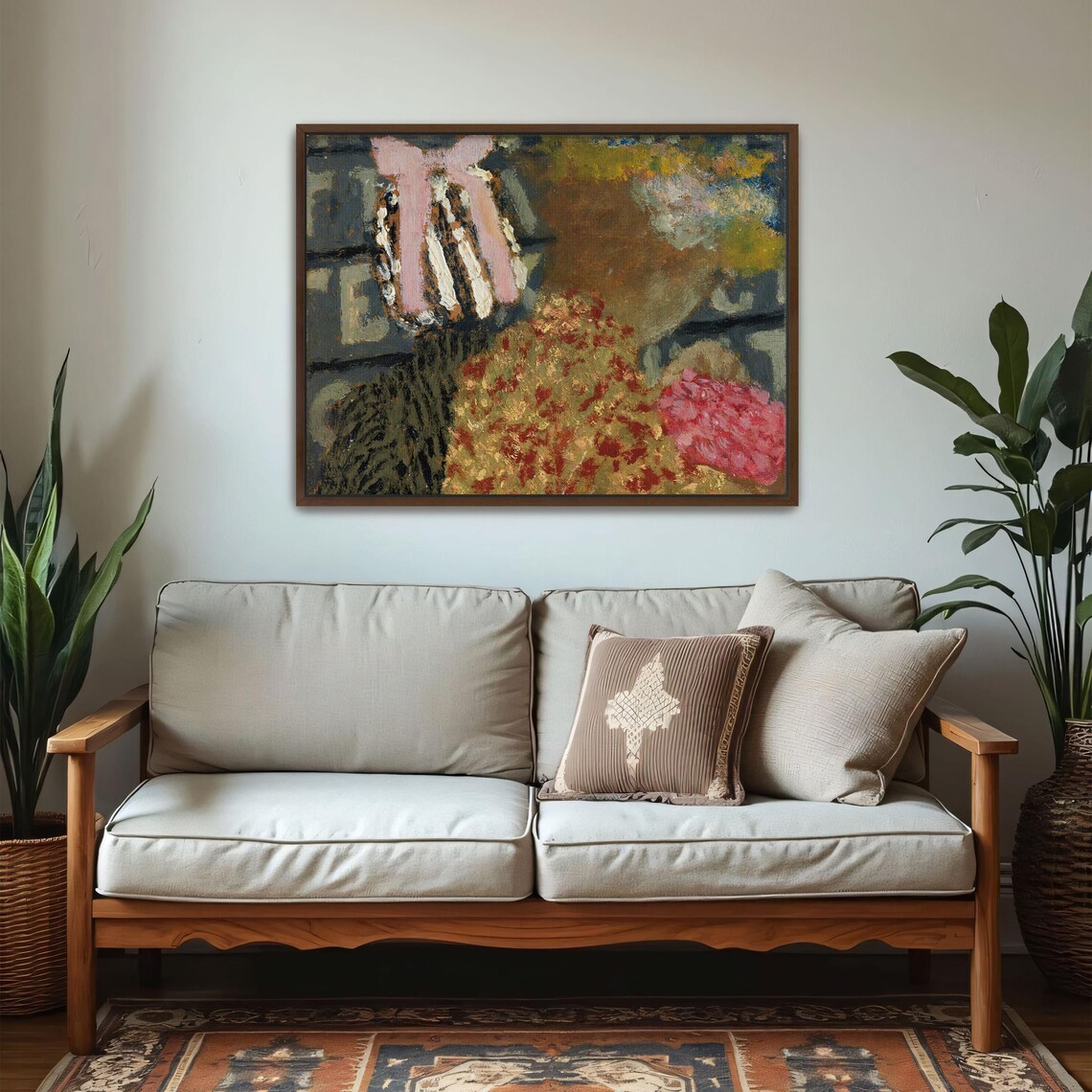 Woman in Striped Dress With Pink Bow Abstract Portrait Poster - Image 6