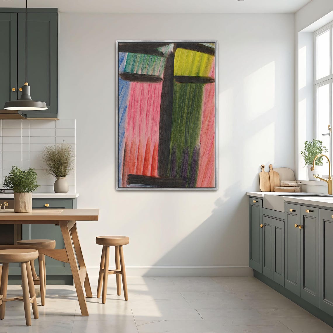 Abstract Geometric Portrait With Color Block Segments Modern Poster - Image 2