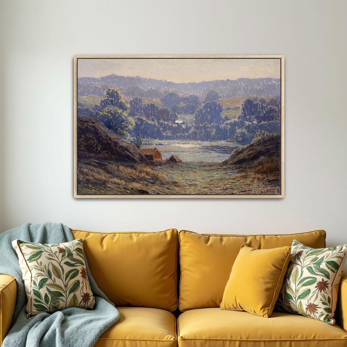 Riverside Cottage Wooded Valley Pastoral Landscape Art Poster - Image 5