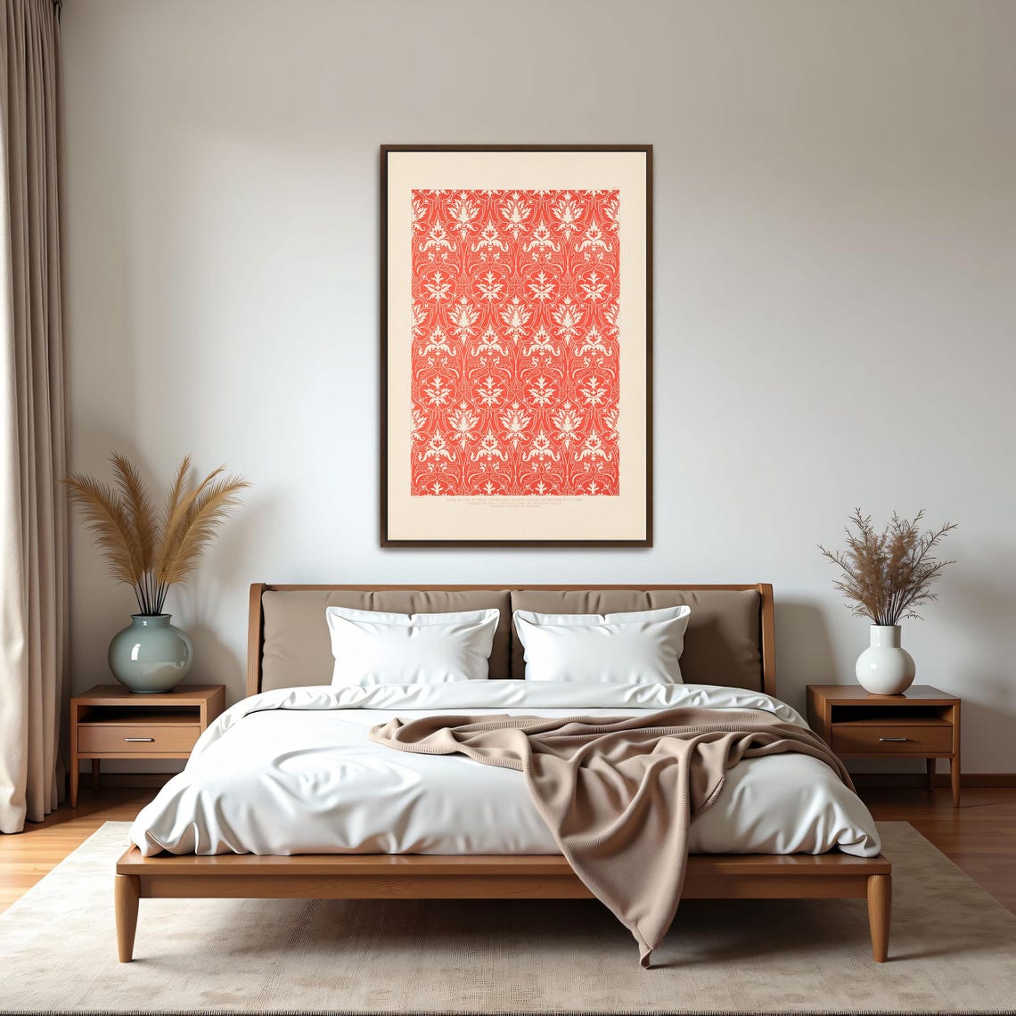 Red And White Floral Damask Pattern Renaissance Study Poster - Image 5