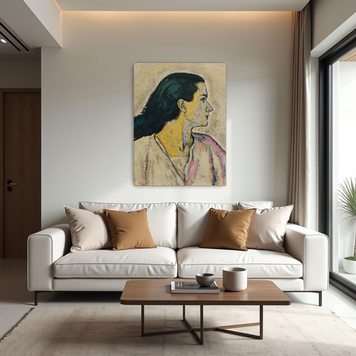 Profile Portrait of a Woman Expressionist Style Oil Painting Poster - Image 2