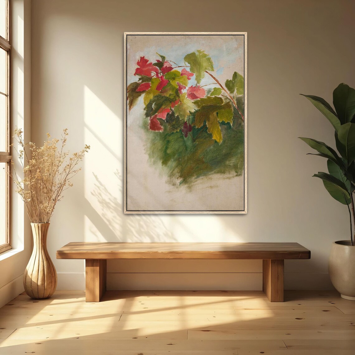 Red Autumn Vine Leaves Watercolor Botanical Study Art Poster - Image 4
