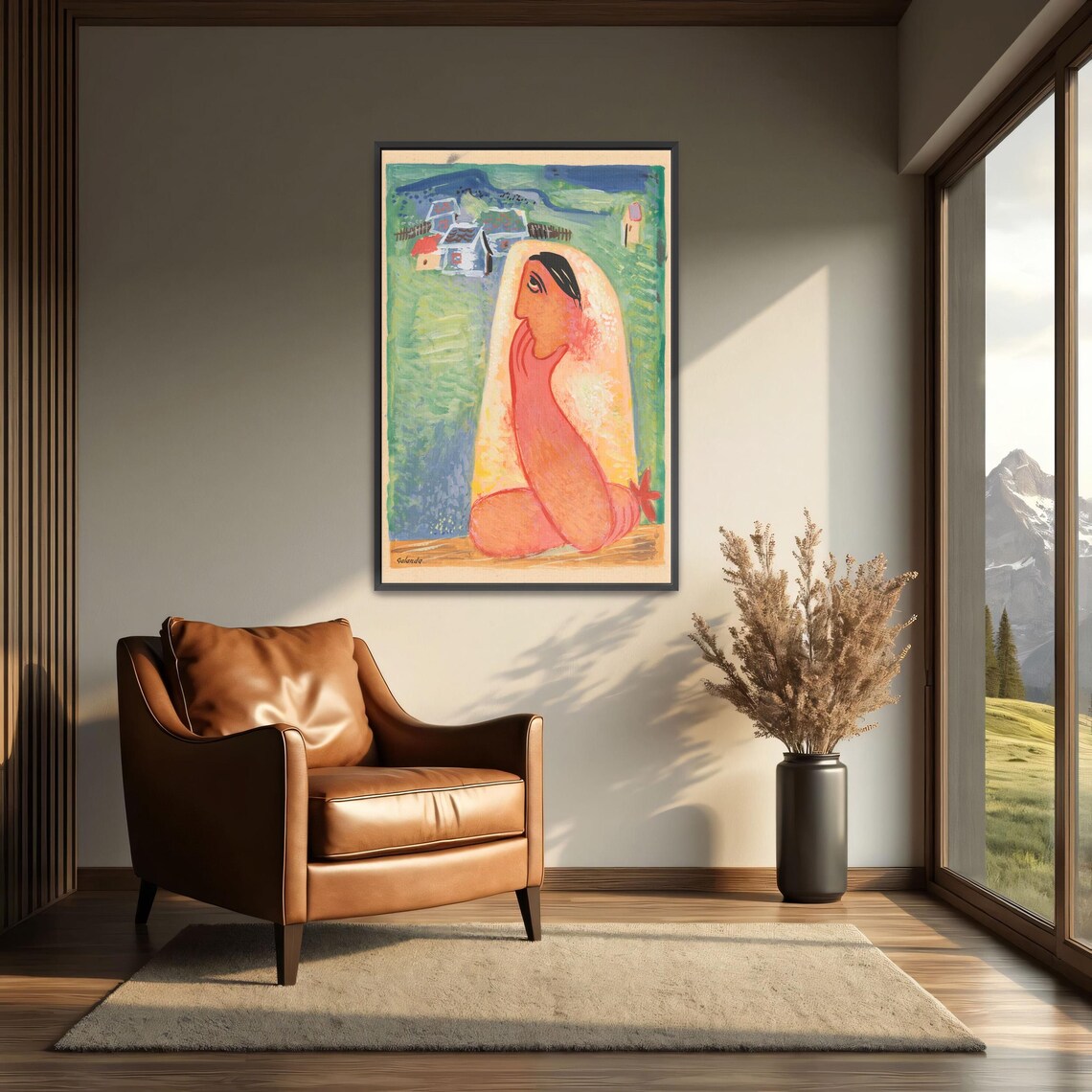 Veiled Woman In A Green Village Setting Fauvist Portrait Poster - Image 3