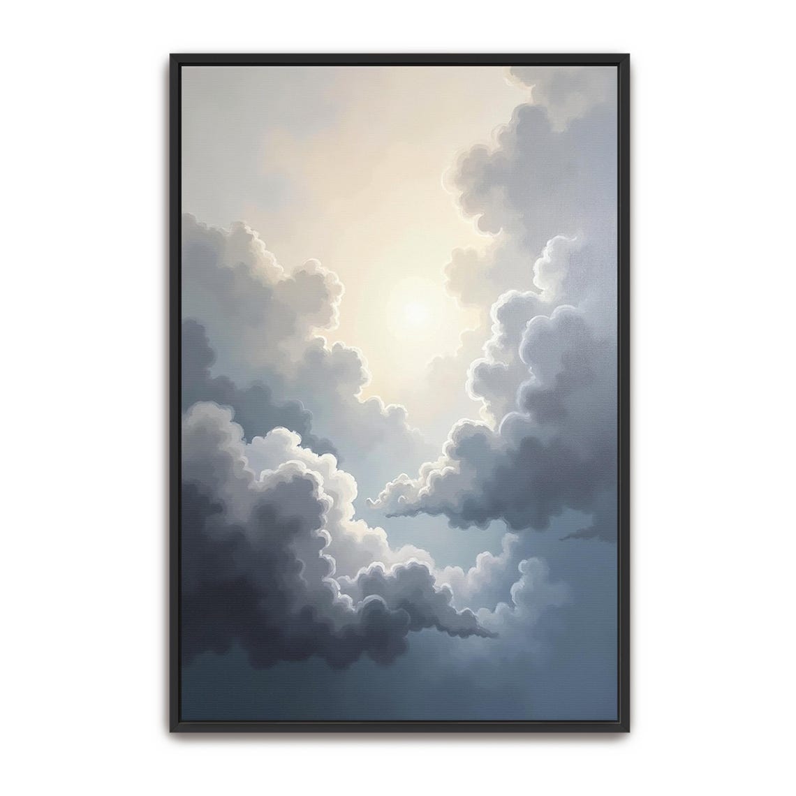 Cloudscape With Sun Rays Dreamy Sky Peaceful Atmosphere Framed Wall Art Ready To Hang Oversized Large Wall Art Fine Art Print