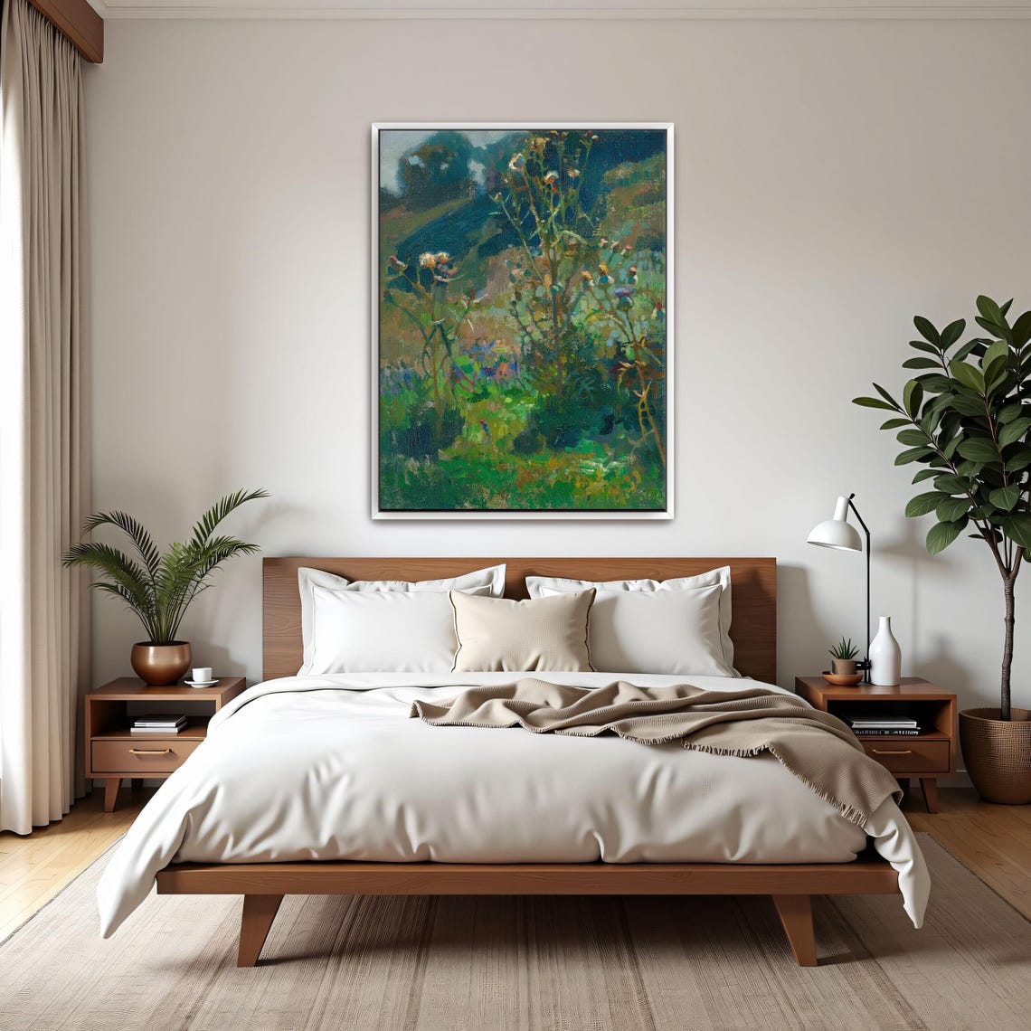 Thistles in a Green Summer Field Impressionist Wildflower Poster - Image 3