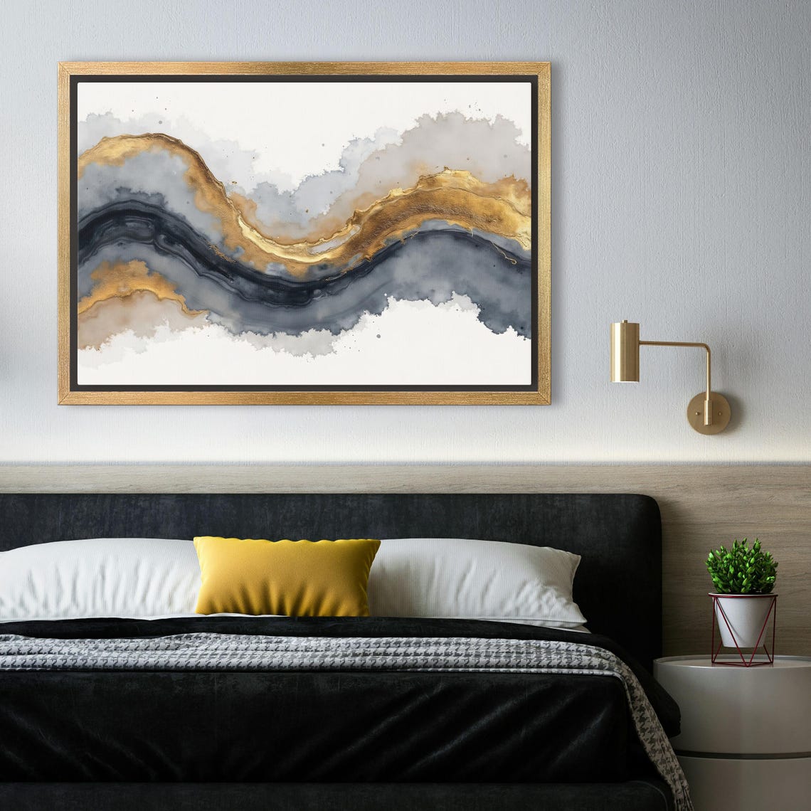 Gold Crested Indigo Hills Rolling Across A Pale Grey Sky Poster - Image 4