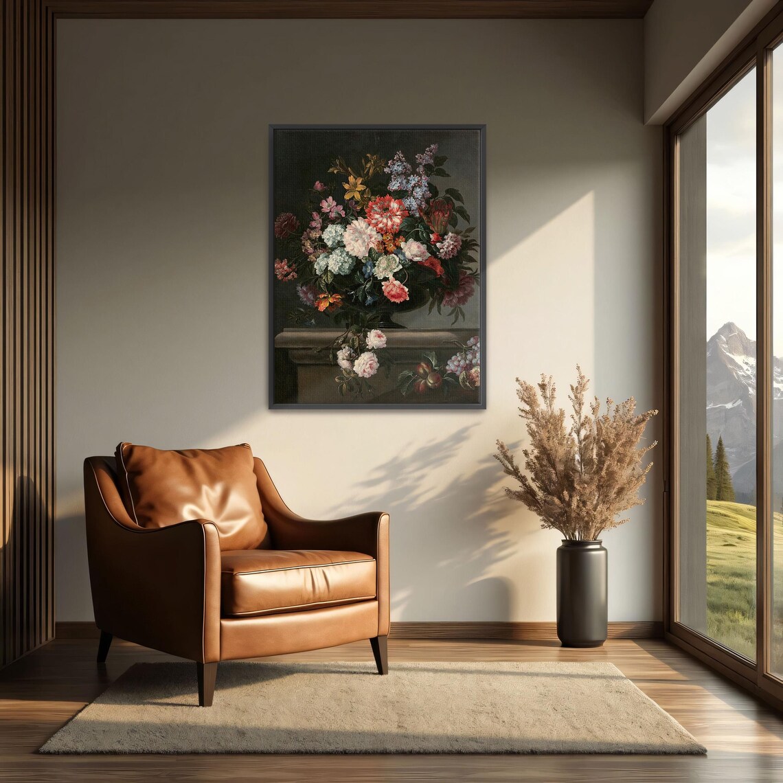 Vintage Floral Bouquet With Fruit Dutch Still Life Painting Poster - Image 4