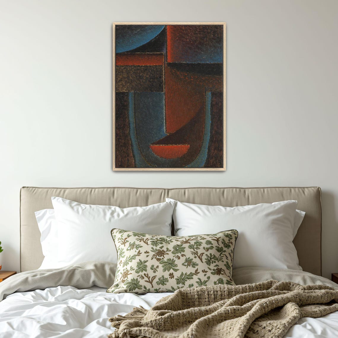 Framed Print Of Abstract Geometric Shapes In Blue Red And Brown Geometric Fine Art Print Blue And Brown Living Room Art - Image 4