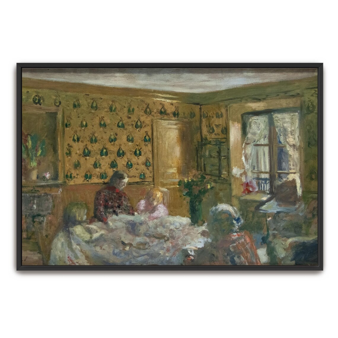 Two Women Seated at a Table Vintage Impressionist Interior Art Print