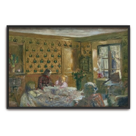 Two Women Seated at a Table Vintage Impressionist Interior Art Print