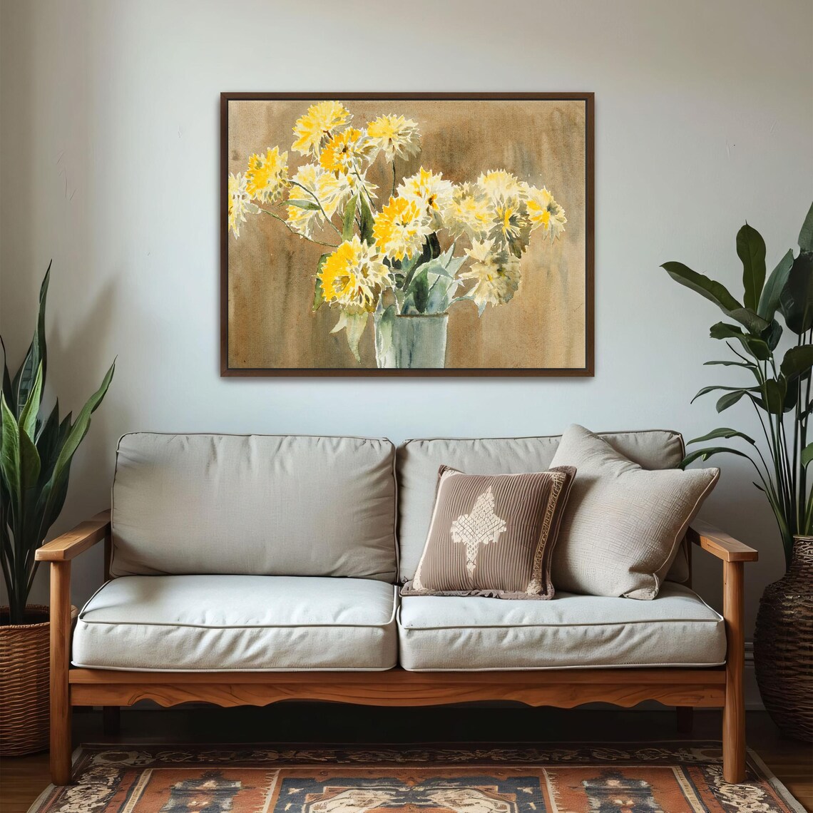Yellow Blossoms in a Glass Vase Watercolor Floral Art Poster - Image 6