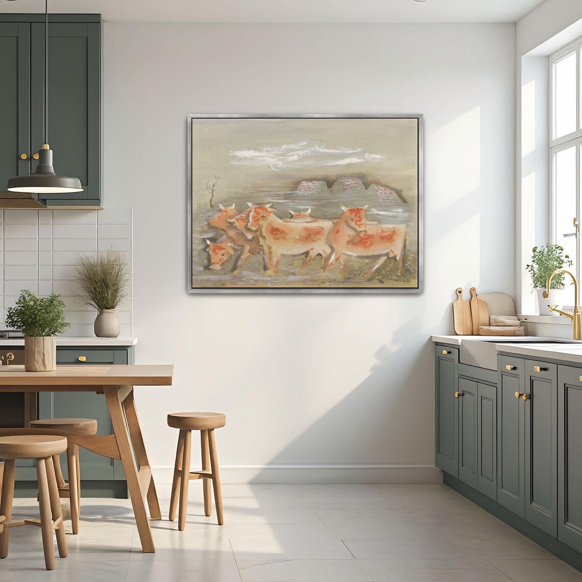Loose Watercolor Painting Of A Herd Of Red And White Cows Poster - Image 2