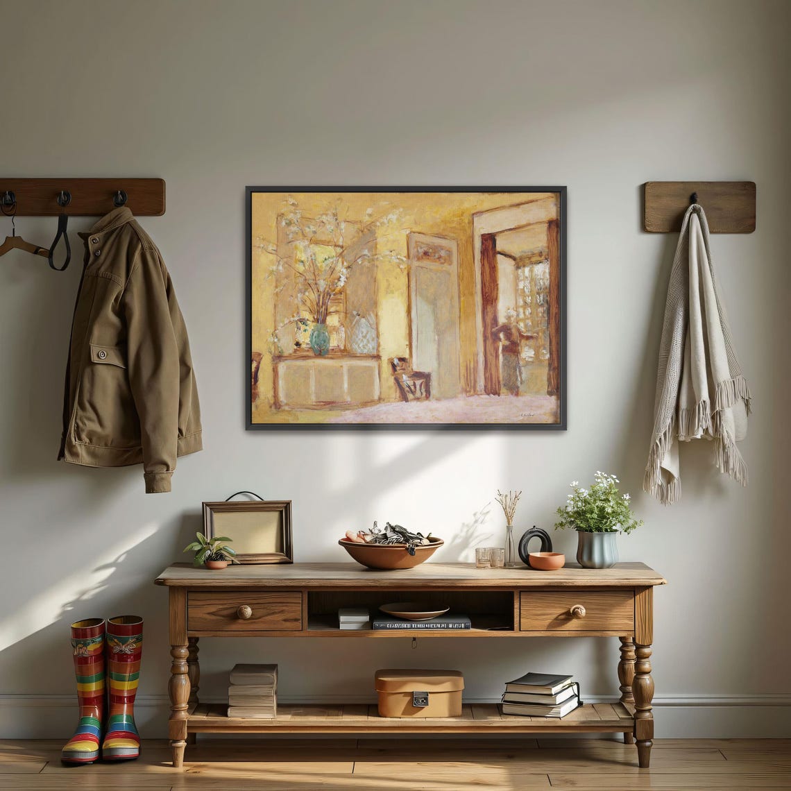 Sunlit Yellow Room Blooming Branches Vintage Interior Poster - Image 4