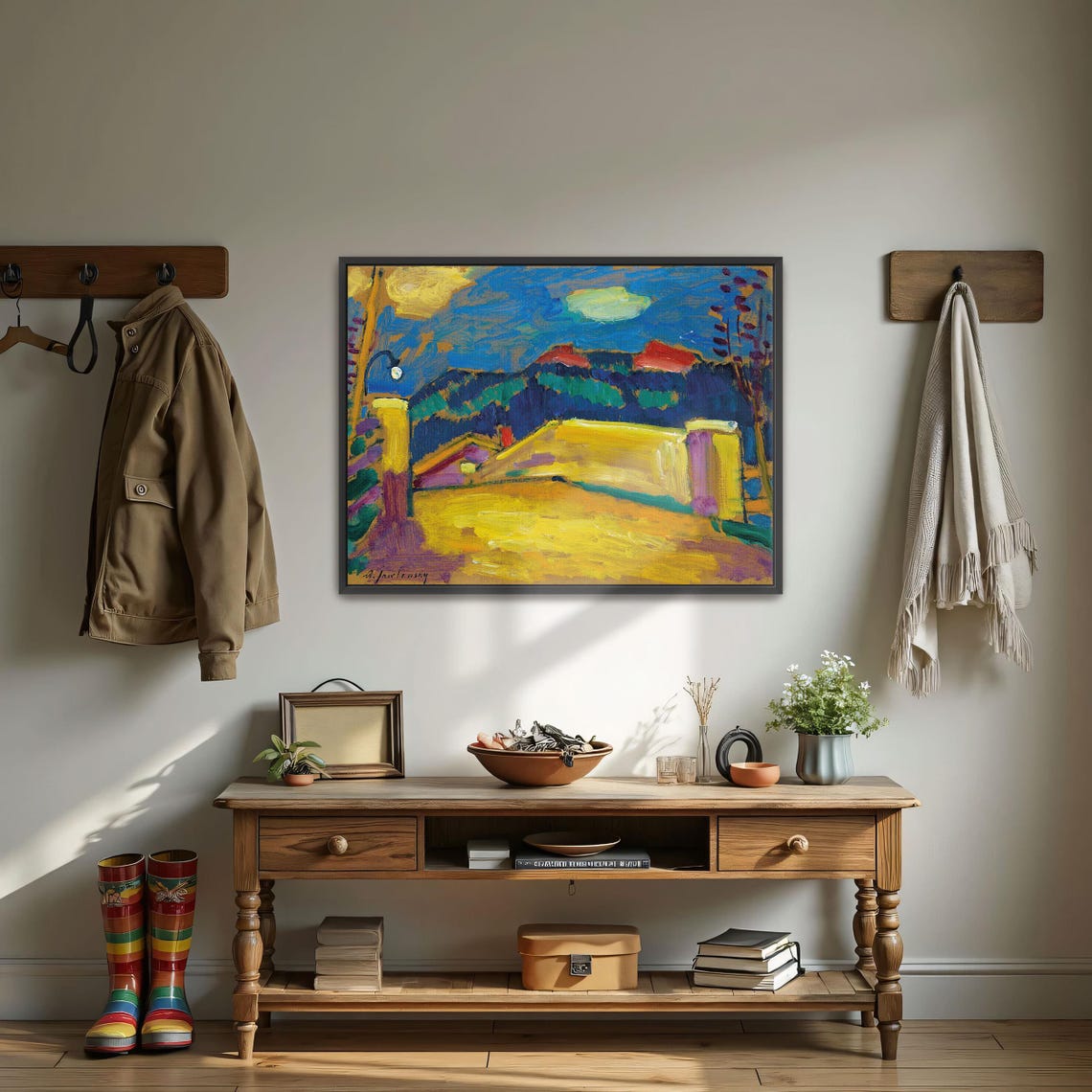 Night Street Scene With Moonlight Expressionist Painting Poster - Image 3