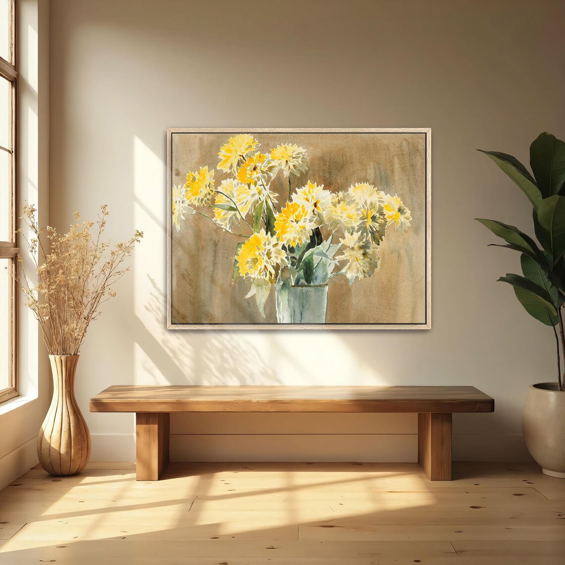 Yellow Blossoms in a Glass Vase Watercolor Floral Art Poster - Image 5