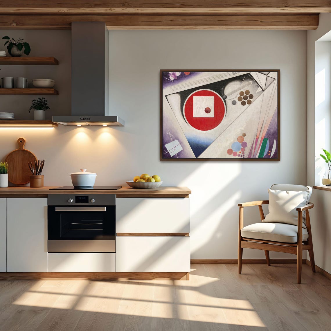 Abstract Composition With Red Circle And Floating Shapes Poster - Image 5