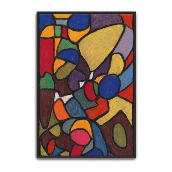 Framed Wall Art Of Abstract Geometric Art With Colorful Shapes Geometric Wall Art Yellow And Blue Entryway Decor Geometric Art