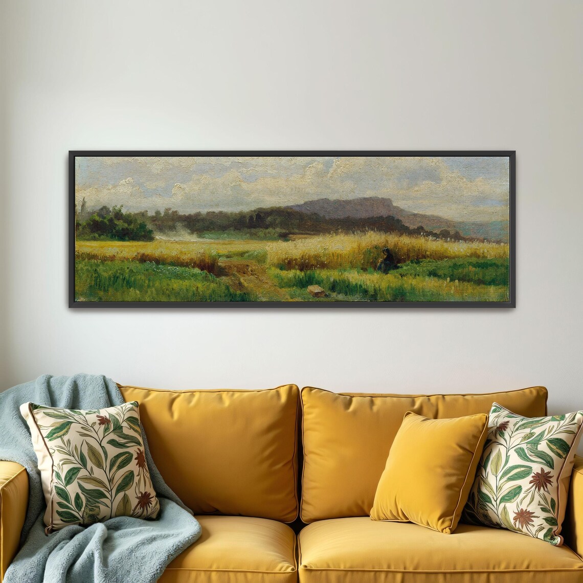 Rural Landscape Painting Of A Woman Harvesting In A Golden Wheat Field Poster - Image 4