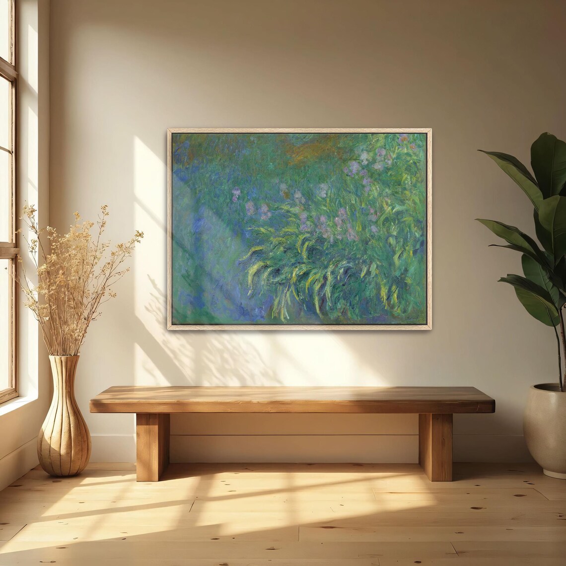 Purple Irises In A Green Garden Impressionist Floral Painting Poster - Image 4