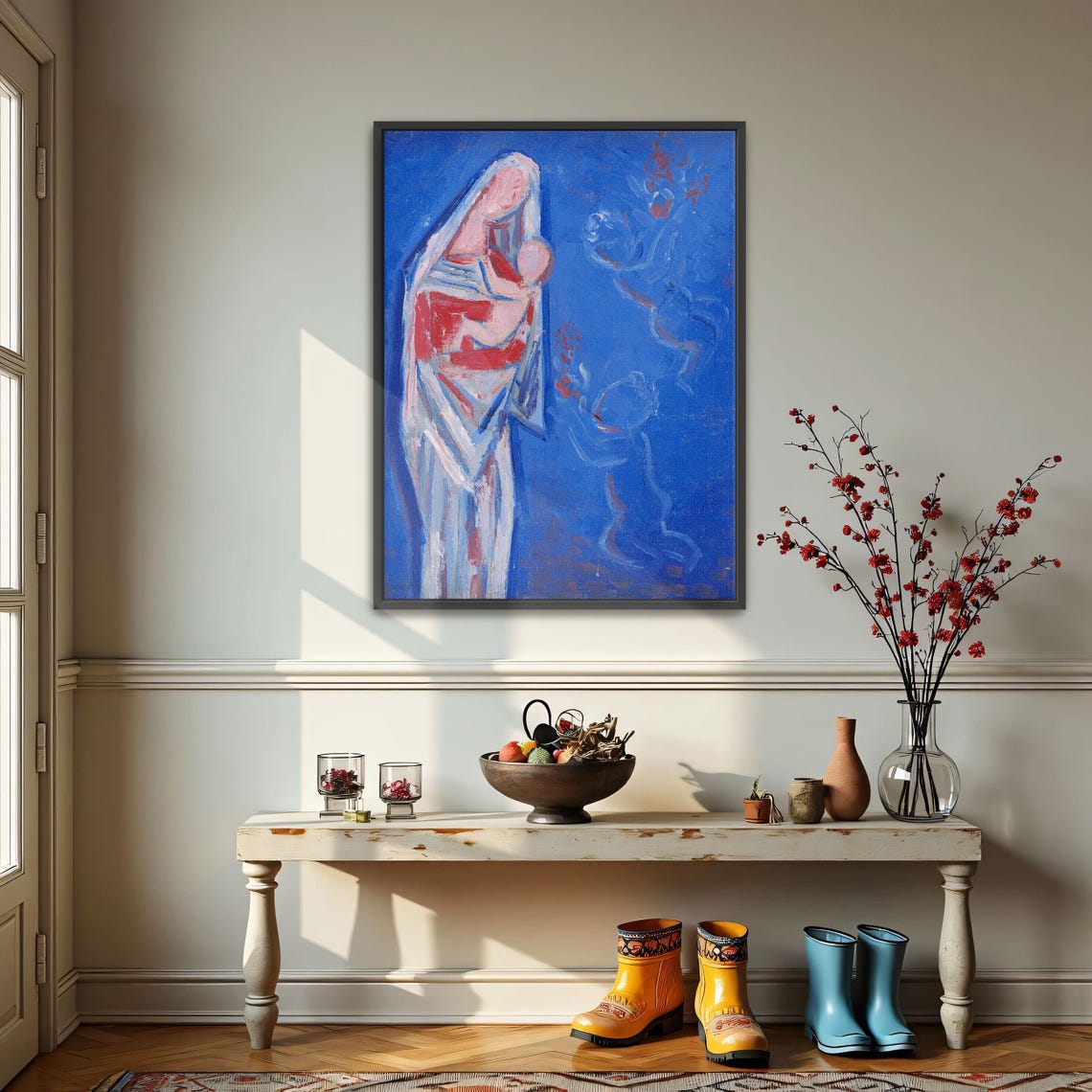 Mikuláš Galanda Madonna and Child with Angels Deep Blue Poster - Image 3