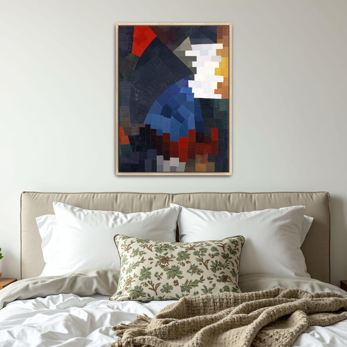 Large Framed Print Of Abstract Geometric Painting Geometric Wall Art Blue And Red Entryway Art Minimalist Oil Painting - Image 4