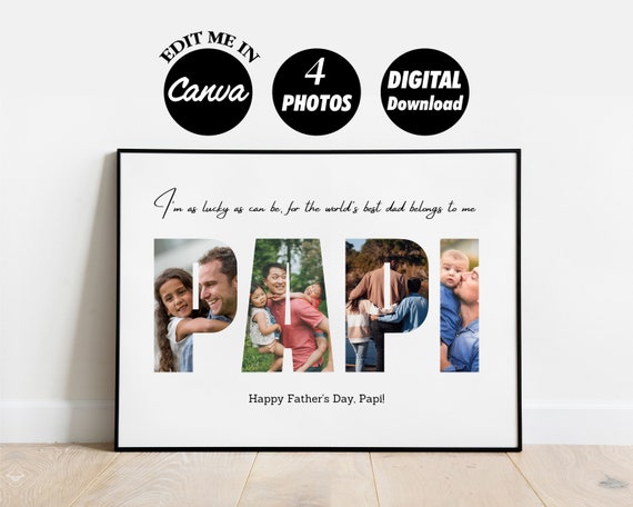 Personalized Papi Photo Collage, Gift for Daddy