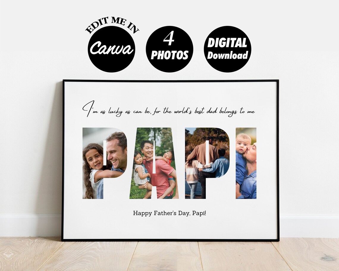 Personalized Papi Photo Collage, Gift for Daddy