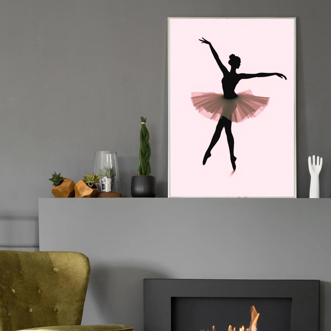 Ballerina Pink Tutu Silhouette Elegant Ballet Pose Minimal Nursery Poster - Image 2