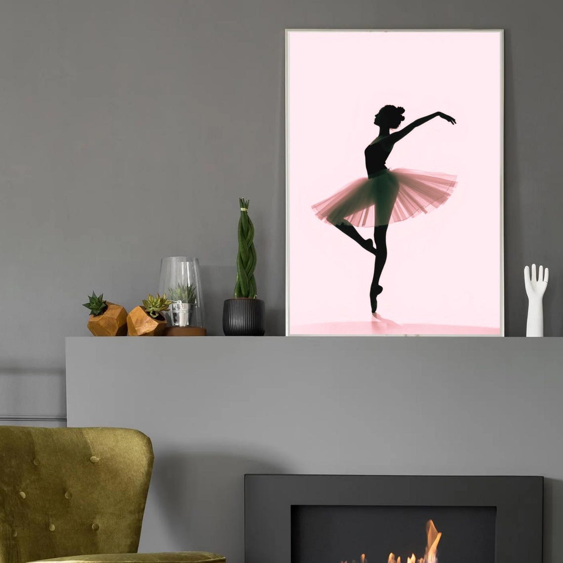Ballerina Pink Tutu En Pointe Silhouette Graceful Dance Nursery Poster - Image 2