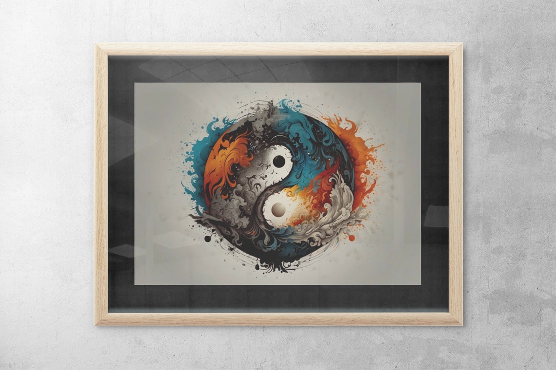 Yin Yang Symbol In Fire And Water Splash Dynamic Zen Art Poster - Image 4