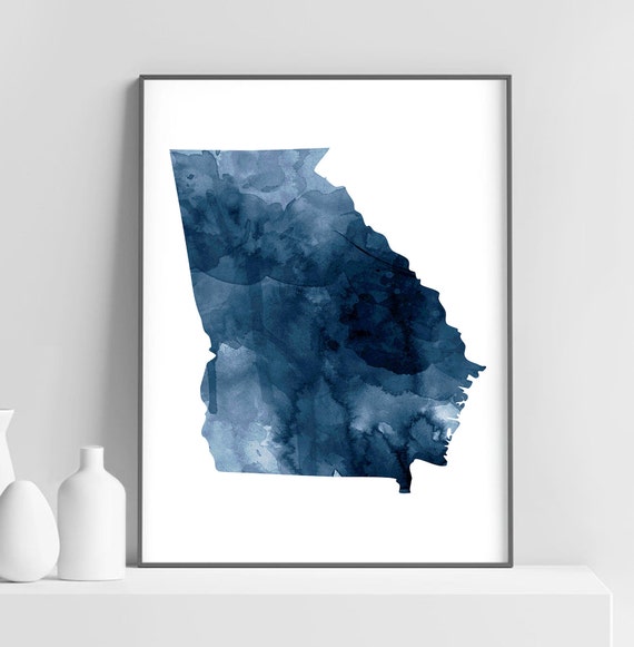 Georgia State Map Watercolor Poster, Modern Decor