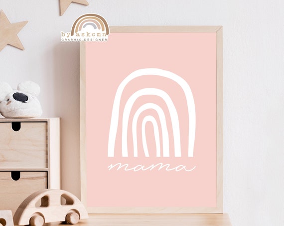 Newborn Art Mom And Baby Print Rainbow Wall Decor Print Baby Room Poster Minimalist Nursery Art Nursery Art Rainbow Boho Decor Wall Art