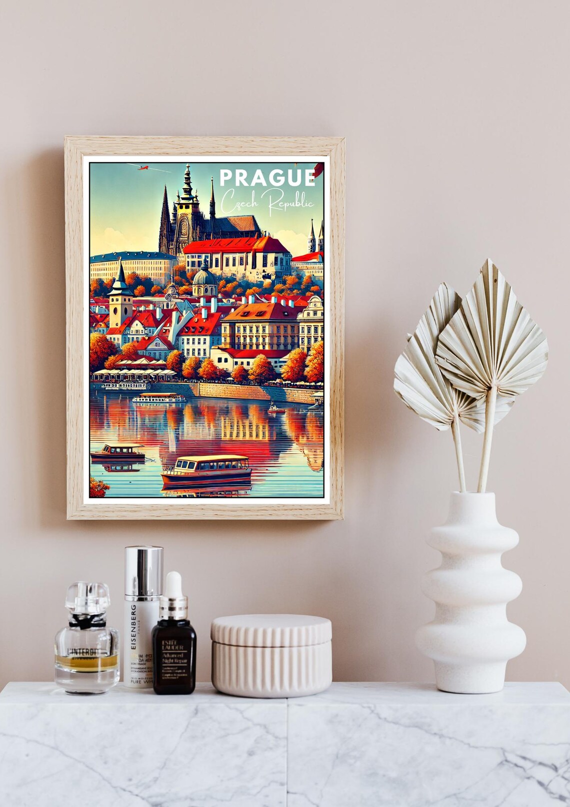 Prague Czech Republic Travel Poster Prague Cityscape Art Print Prague Castle Wall Decor European Travel Souvenir Modern Travel Home Decor - Image 4