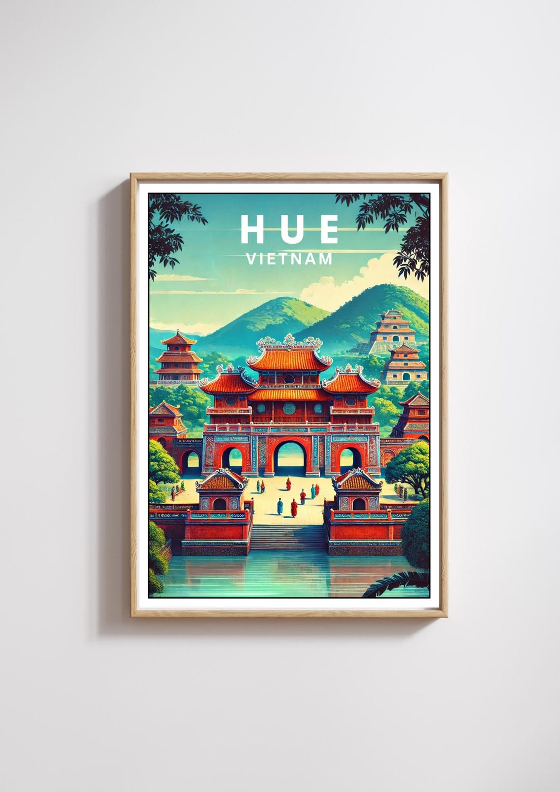 Hue Vietnam Travel Poster Travel Illustrated Wall Art Southeast Asia Print Imperial City Decor Hue City Art Print Wall Decor Gift Hue Art
