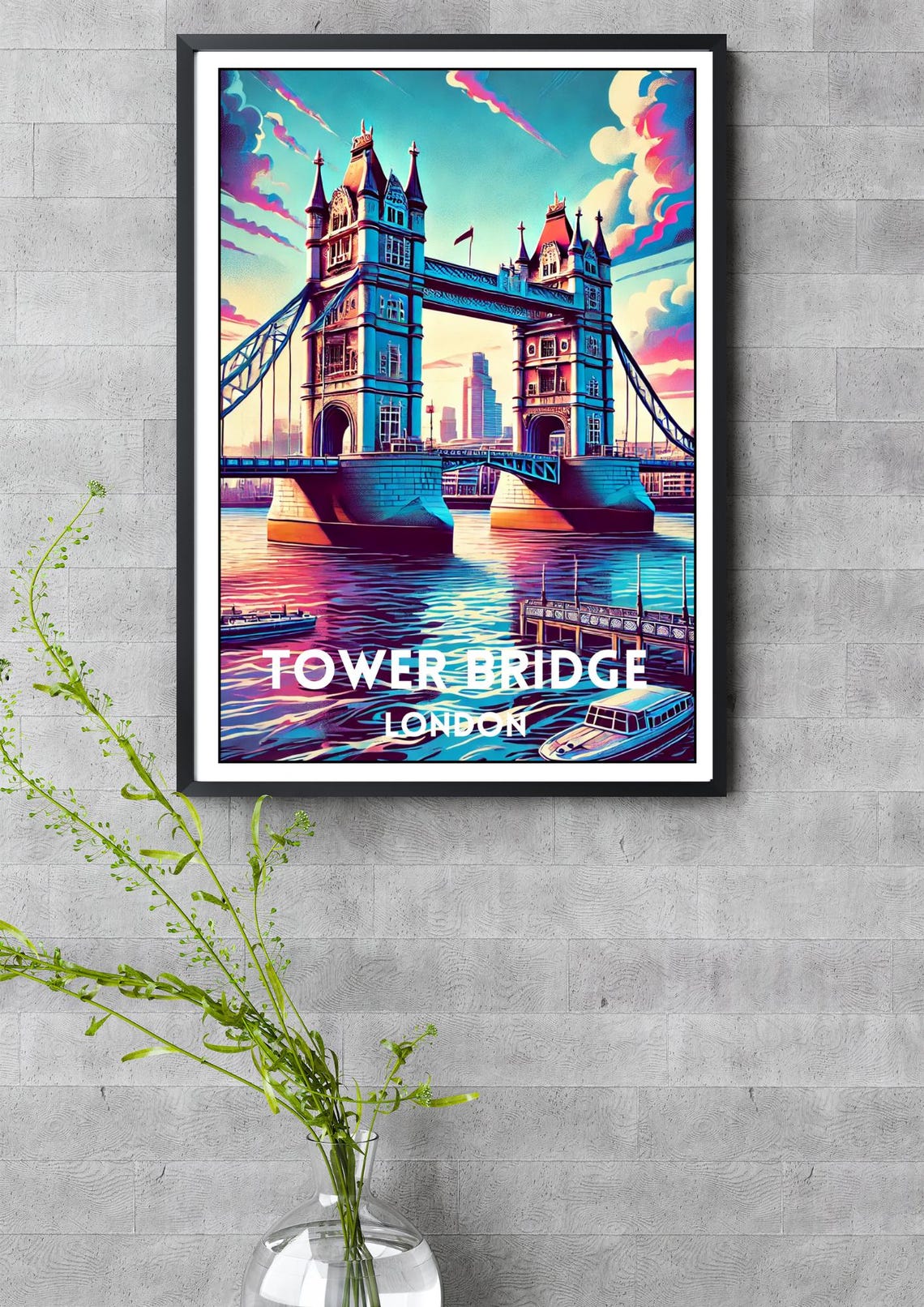 London Tower Bridge Art Print London Poster England City Travel Wall Art Tower Bridge Home Decor Vibrant London Wall Art City Lover Art - Image 3