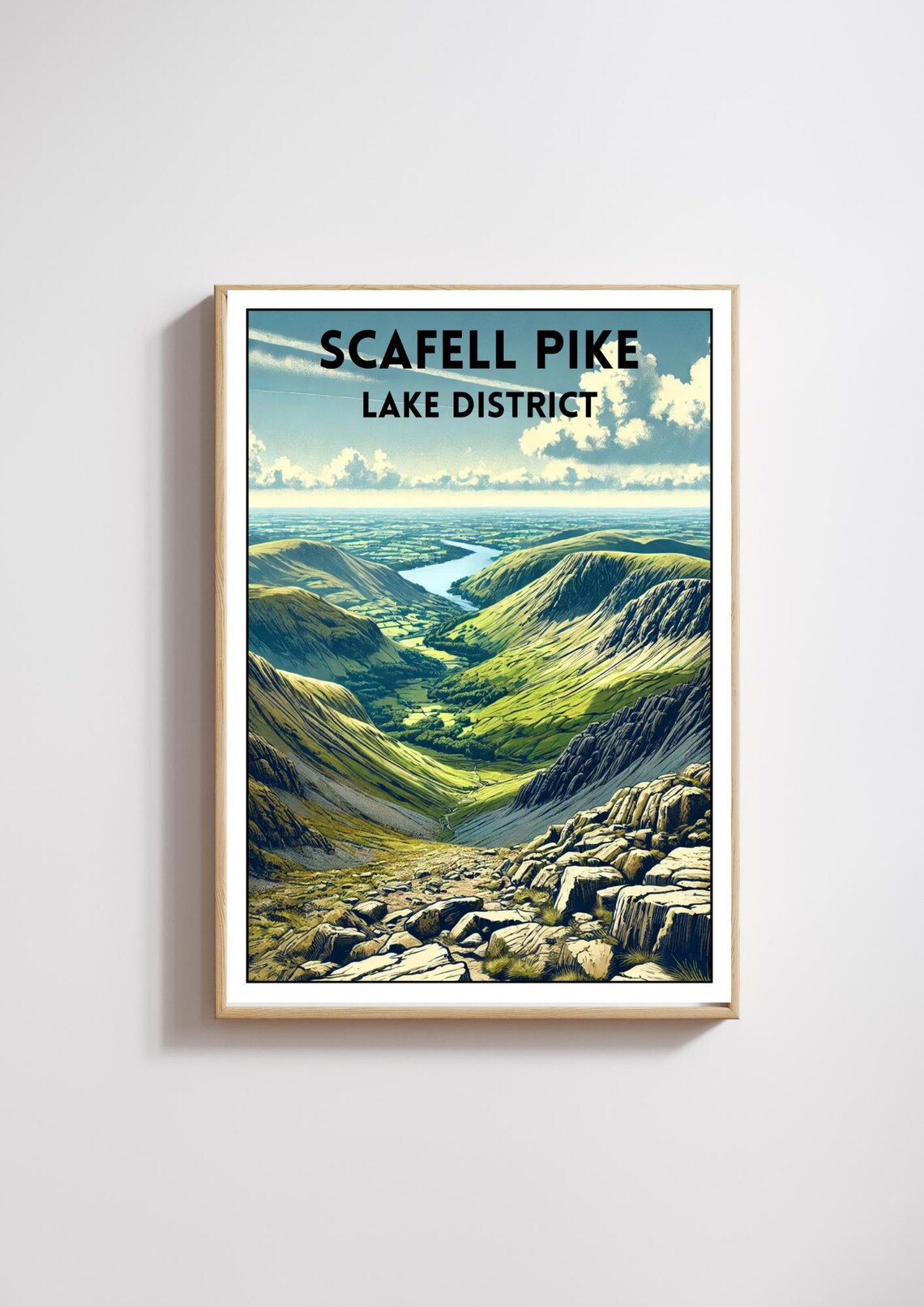 Lake District Scafell Pike Poster, Keswick Art Print