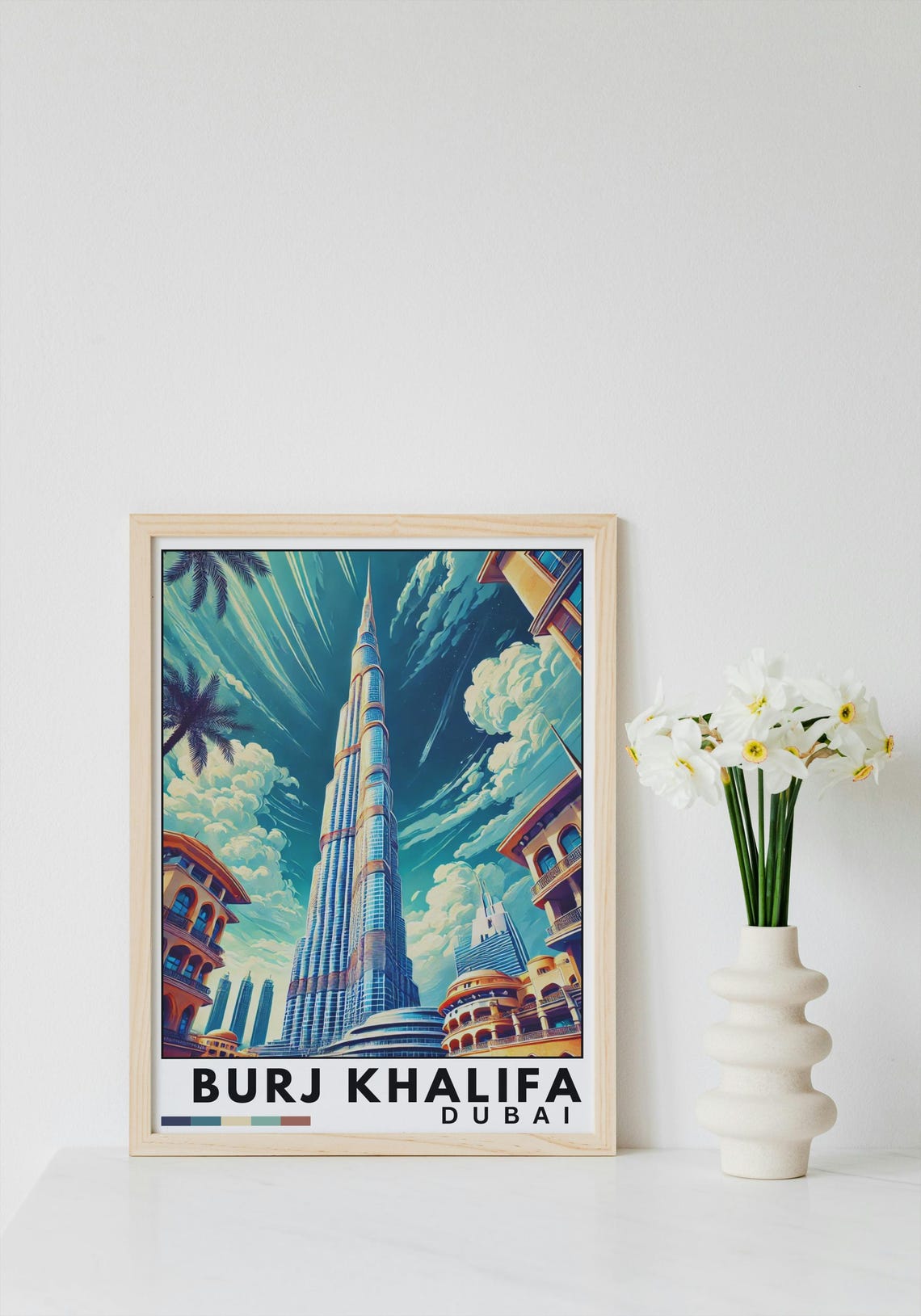 Burj Khalifa Dubai Tallest Tower Night Skyline Vintage Poster - Image 4
