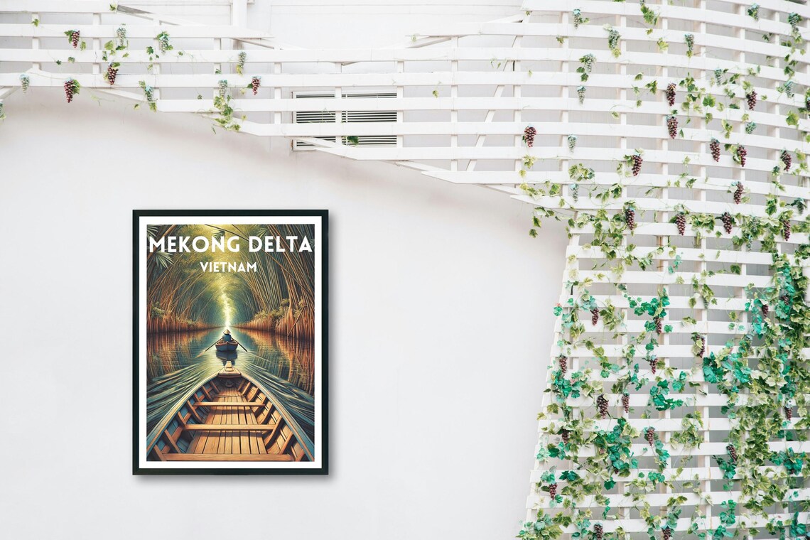 Vietnam Mekong Delta Travel Print Vietnam Travel Poster Travel Decor Wall Art Vietnam River Mekong River Poster Modern Home Decor Gift - Image 5