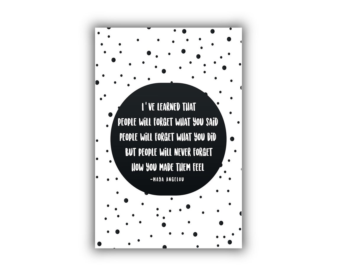 Maya Angelou Kindness Quote Black White Dots Typography Poster - Image 2