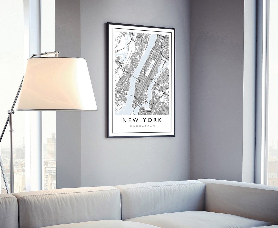Manhattan New York City Street Map Poster Modern Minimalist Wall Art - Image 2