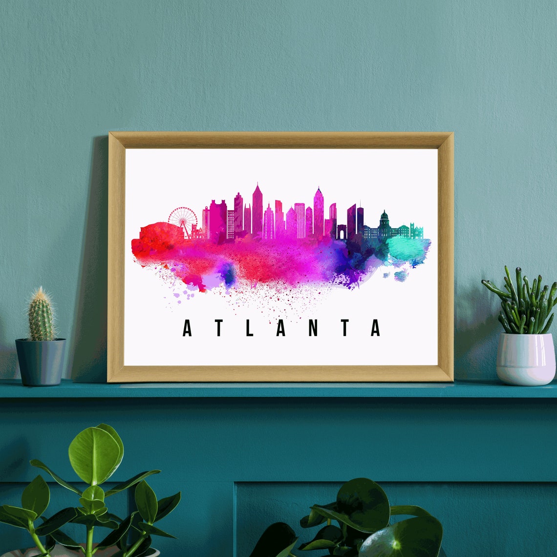 Atlanta Georgia Skyline Poster Cityscape Painting Atlanta Georgia Poster Georgia Cityscape And Landmark Print Home And Office Wall Art - Image 3