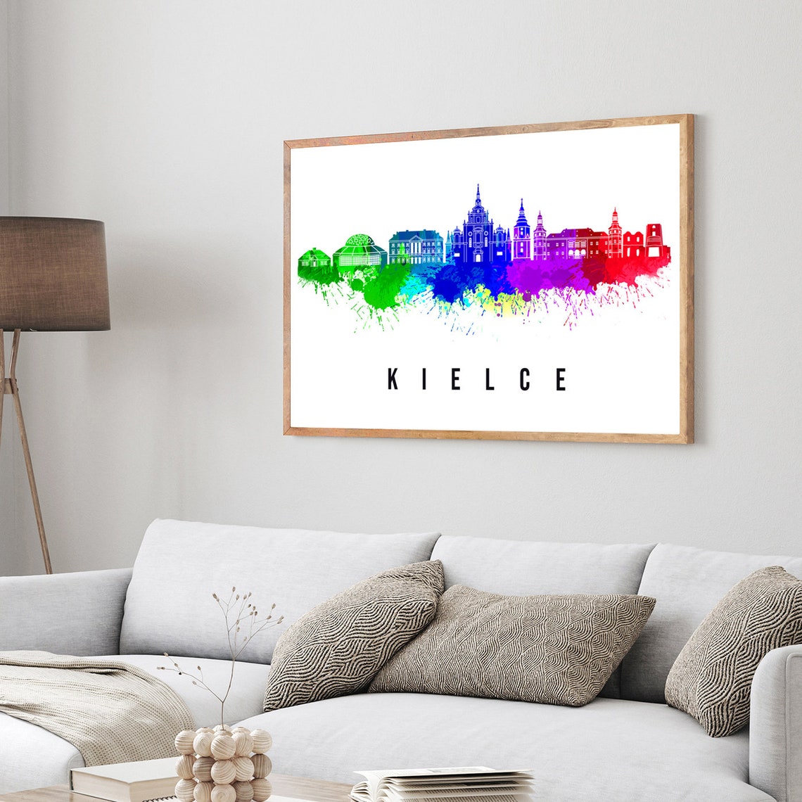 Kielce Poland Basilica Towers Watercolor City Skyline Poster - Image 3