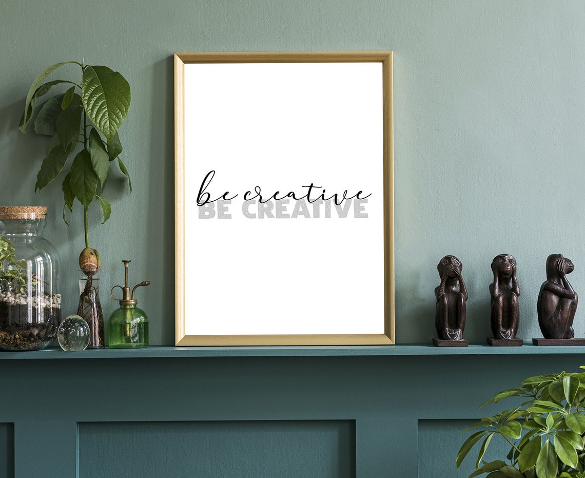 Be Creative Script Minimalist Modern Office Typography Wall Art - Image 3