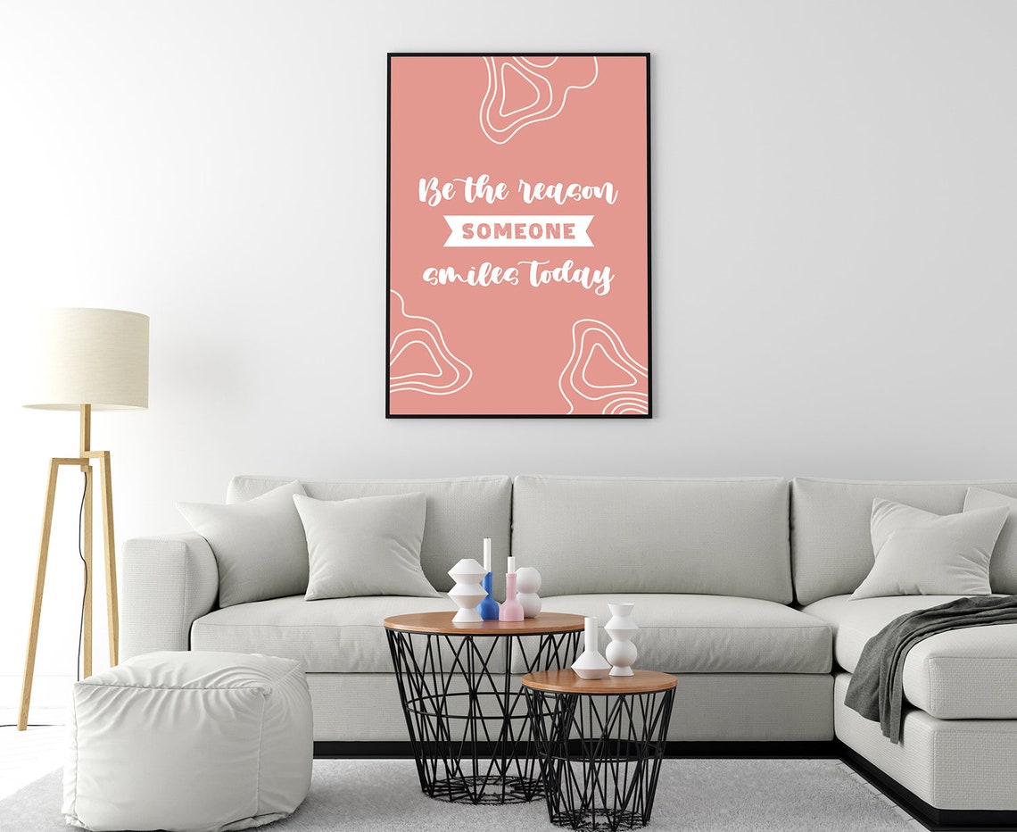 Be The Reason Someone Smiles Today Coral Boho Typography Quote Poster - Image 4